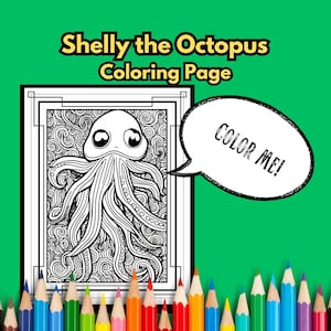 Shelly the Octopus Coloring Page, Printable Adult Coloring Page