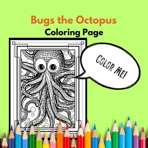 Bugs the Octopus Coloring Page, Printable Adult Coloring Page