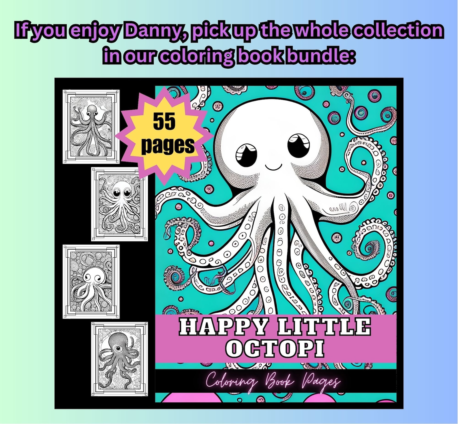 Danny the Octopus Coloring Page, Printable Adult Coloring Page - Etsy
