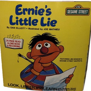 1983 Vintage Sesame Street &quot;Ernie’s Little Lie&quot; Book and Record Set