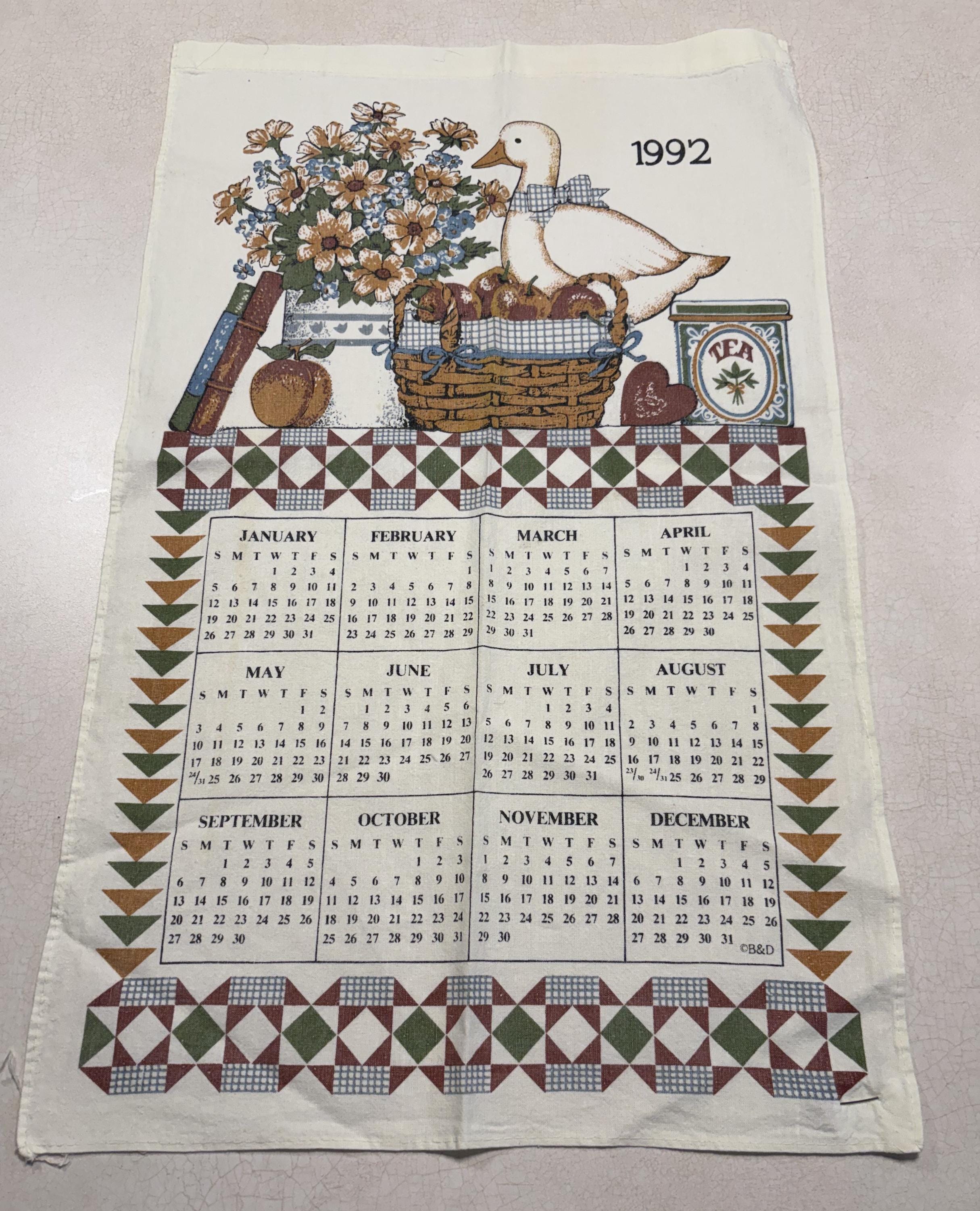 1992 Calendar - Etsy 1992 Calendar - Etsy