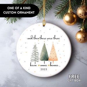 And then there were three Ornament, Family of 3 Ornament, Baby Coming Soon Ornament, Pregnancy Announcement, New Baby Ornament, Expecting