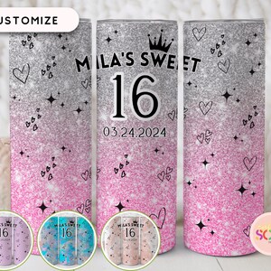 Sweet Sixteen Favors, Sweet Sixteen Tumblers, Sweet 16 gift, Party Favors for Sweet sixteen gift, Birthday Tumblers 16 year old Gift for Her