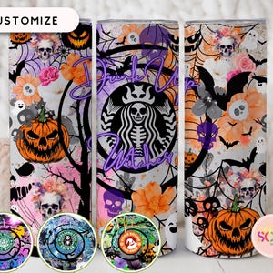 Halloween Tumbler with Straw, Skeleton Cup, Spooky Halloween, Halloween Gift, Bat Cup, Halloween Starbucks Tumbler, Custom Halloween Tumbler