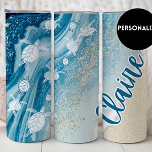 Personalized Turtle Tumbler, Turtle Gift, Sea Turtle Tumbler, Custom Glitter Turtle Cup With Straw, Sea Turtle Tumbler for Turtle Lover Gift