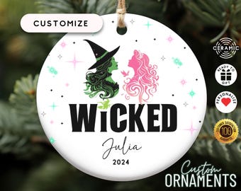 Wicked Ornament, Witches Of Oz, Wicked Elphaba and Glinda, Wickeds Merch, Wicked Ornament, Wicked The Musical, Wicked Movie, Defy Gravity