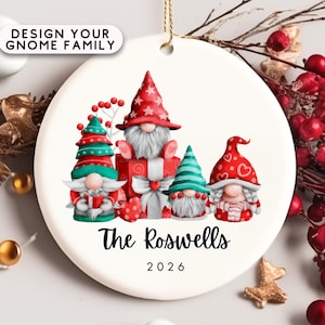 Custom Christmas Gnome Ornament, Gnome Ornament for Xmas, Gnome Family Ornament, Personalized Gnome Keepsake, Gift for Gnome Lovers, Gnomies