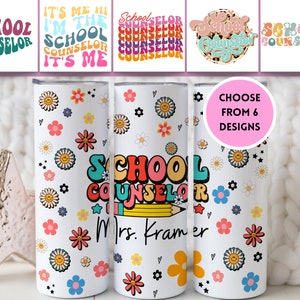 School Counselor Tumbler, Gift for School Counselor, Custom Counselor Tumbler, Retro School Counselor, Cute Counselor Back to School Cup