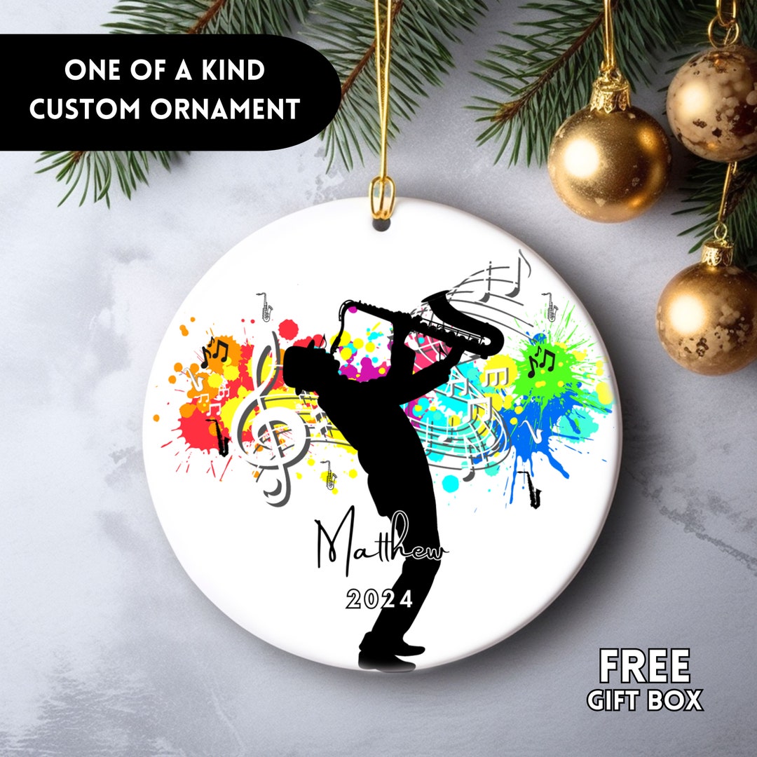 Saxophone Ornament, Sax Christmas Ornament, Saxophone Player Ornament