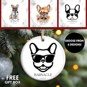 French Bulldog Ornament, Custom French Bulldog Gift, Frenchie Dog Ornament, Custom Dog Ornament with Name, Gift for Frenchie Owner