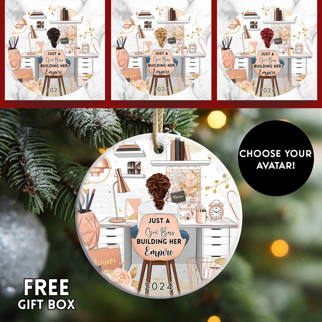 Girl Boss Ornament, Christmas Ornament for Entrepreneur, Woman Boss
