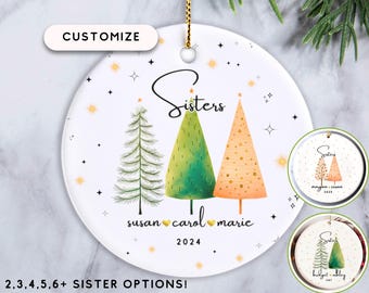 Personalized Sisters Ornament, Gift for Sister Christmas, Three Sisters Christmas Tree Ornament, Big Sister Little Sister Announcement Gift
