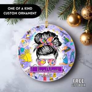 Clean Queen Ornament, Housekeeper Ornament, Clean Freak Ornament, Housekeeper Gifts, Clean Queen Gifts, Cleaning Ornament,  Cleaning Gift