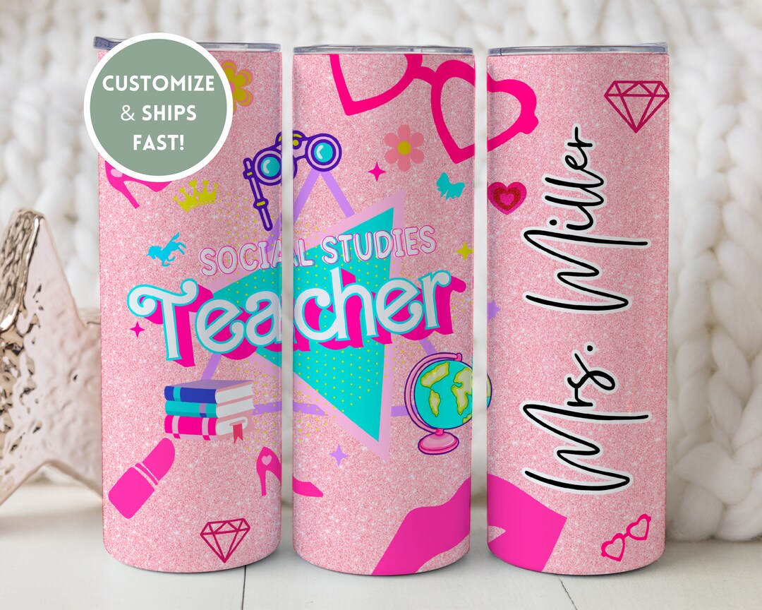 Social Studies Tumbler, Cute Pink Tumbler Social Studies Class, History ...