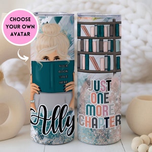 Just One More Chapter Book Lover Tumbler, Gift for Book Lover, Reader Gifts, Booktrovert Bibliophile Bookworm Gifts, Bookish Tumbler