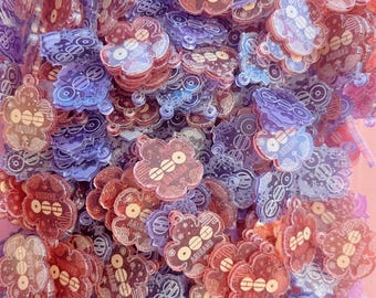 2cm and 5cm BT New Album Glitter Red & Purple Flower Acrylic Pendants