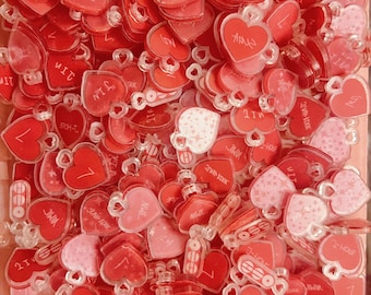 2 cm and 4cm Shiny BT Red Heart & Name Acrylic Pendants