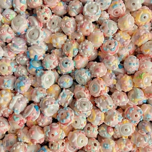 Macaron Color Fully Hand Painted Beads