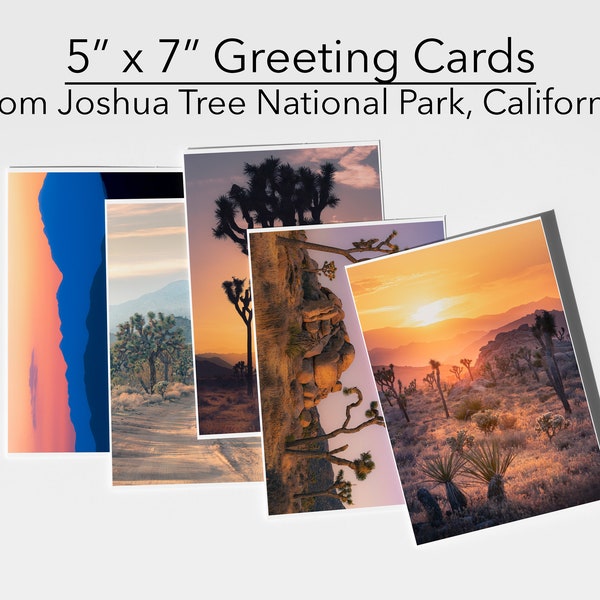 Joshua Tree Greeting Cards - Set of Five 5”x7” Blank Cards - Photography From In and Around the National Park