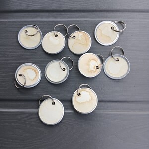 Tea Dyed Metal Ring Key Tags - 10 Pack - Junk Journal Supplies