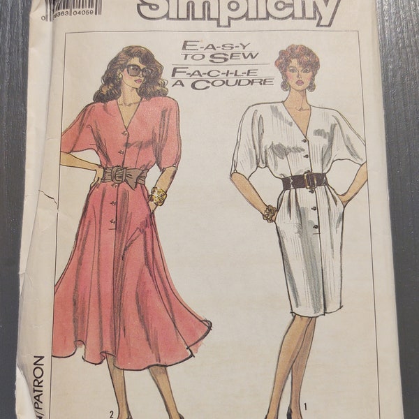 Vintage Simplicity Pattern 8566 Misses Dresses (13 Pieces) Size 10+12+14 Easy-to-Sew © 1988