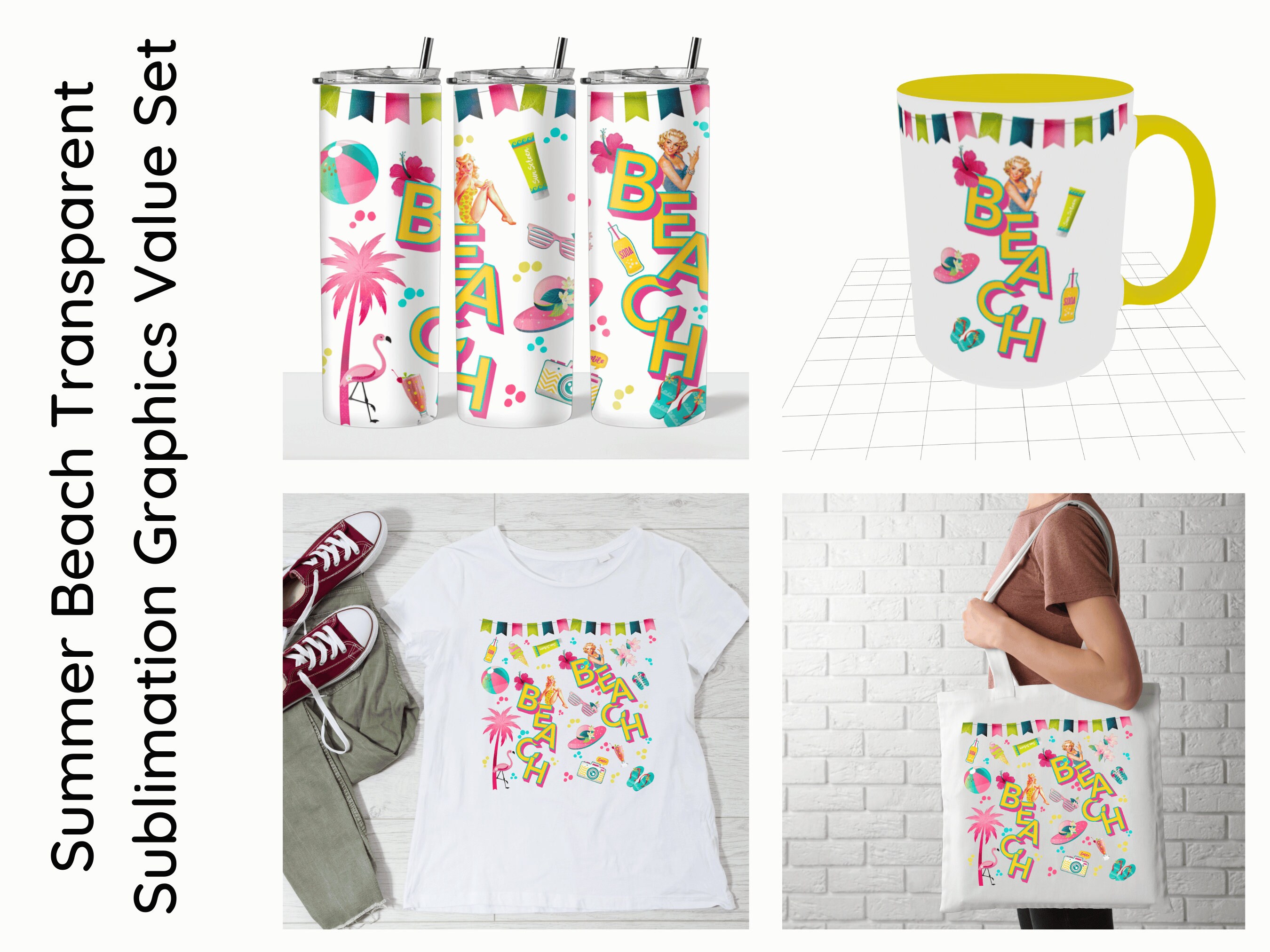 Summer Vintage Beach Retro Penguin Sublimation Png