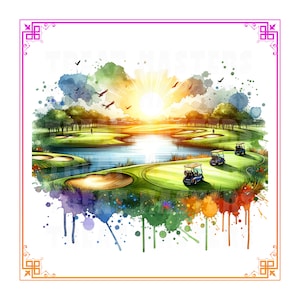 Acquerello Golf Course Clipart Club Golfista Carrello PNG SVG Grafica Uso commerciale Download digitale istantaneo Biglietti d'invito Regalo Arte vettoriale