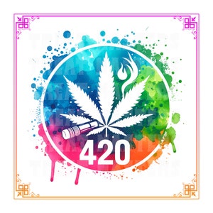 420 Watercolor Marijuana Leaf Clipart, Weed Plant PNG SVG (Digital Download)