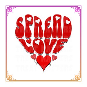 Retro Spread Liebe Herz Grafiken Clipart Digitaler Download PNG SVG Groovy Verzerrte Buchstaben Geschenk Ihre Mutter Oma Nan Familie Wandkunst Handwerk