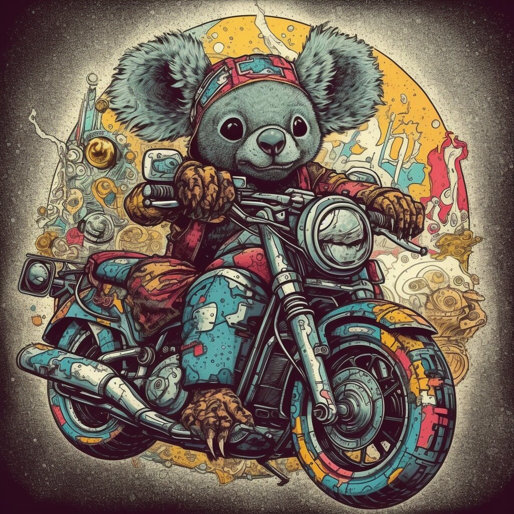 Crazy Cartoon Koala Riding a Motorcycle Etsy