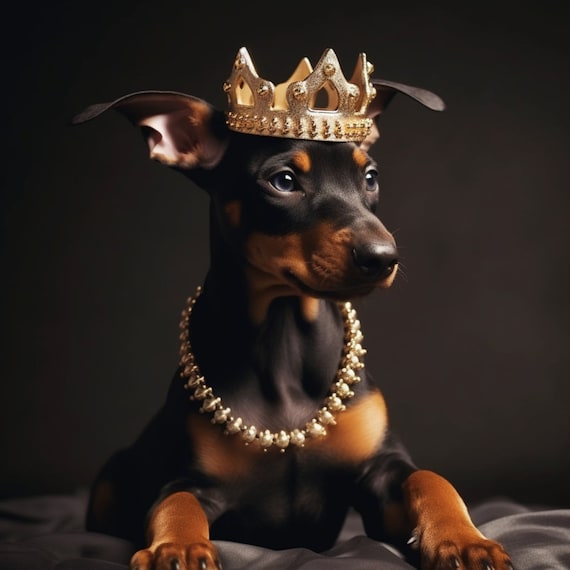 Printable Doberman Pincher Puppy With Large Gold Chain Etsy