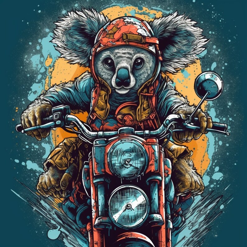 Crazy Cartoon Koala Riding a Motorcycle Etsy