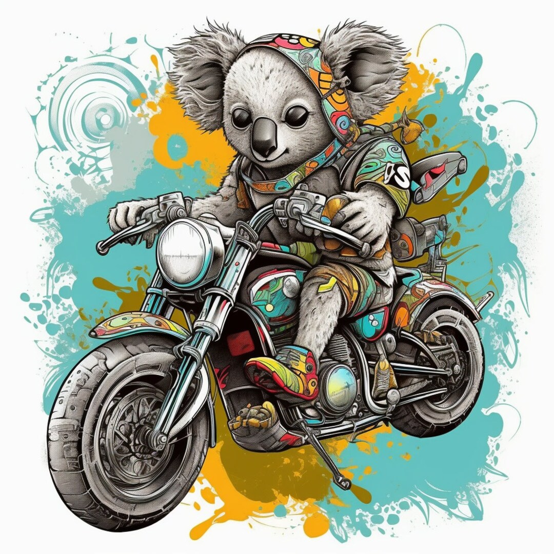 Crazy Cartoon Koala Riding a Motorcycle Etsy