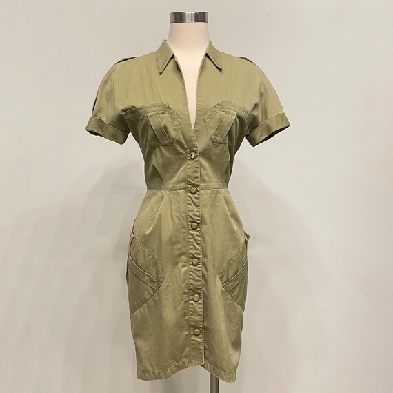 Vintage 80's THIERRY MUGLER dress / military style - image 1