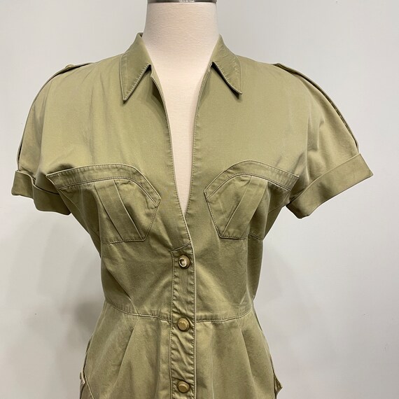 Vintage 80's THIERRY MUGLER dress / military style - image 3