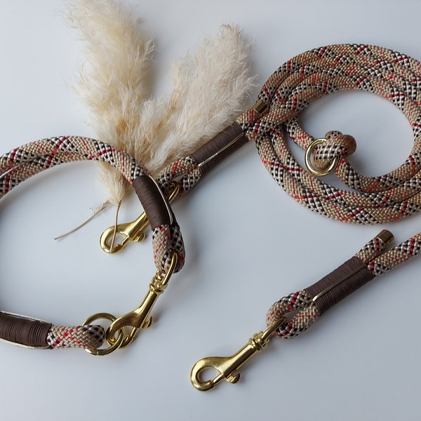 Individual rope dog leash collar set JOSIE | Tau dog leash | Collar set | Biothane | Paracord | dew