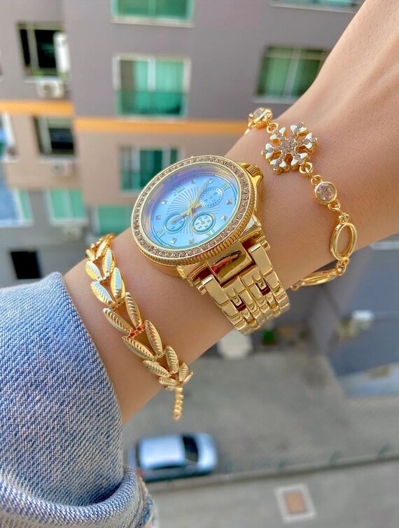 Metal watch - Gold-coloured - Ladies