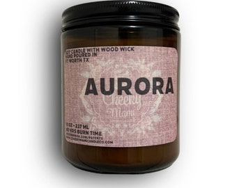 Aurora: 8 oz Soy candle with wood wick