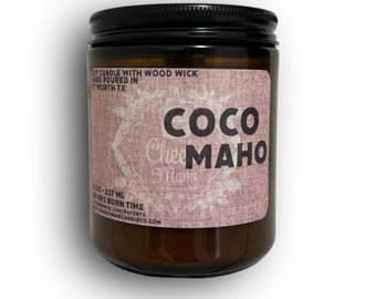 CocoMaho: 8 oz Soy candle with wood wick