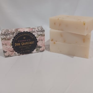 Pink Grapefruit Soap Bar (4oz.) Citrus Soap Hydrating Grapefruit Soap Homemade Grapefruit Soap Organic Soap Long Lasting Glycerine Soaps
