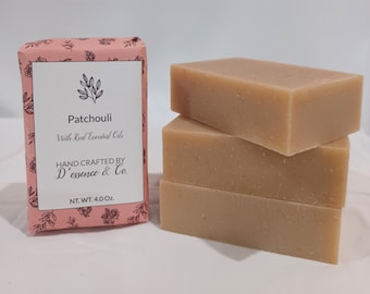 Patchouli and Sandalwood Soap for Men (4oz.) Organic Patchouli & Sandalwood Soap Long Lasting Patchouli Soap Natural Patchouli Soaps