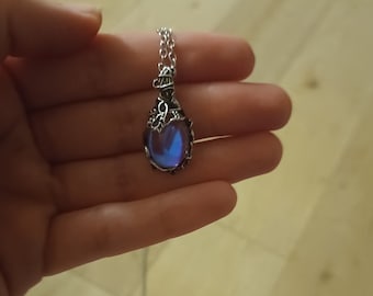 Floral Moonstone Pendant Necklace Blue Moonstone Vintage Necklaces