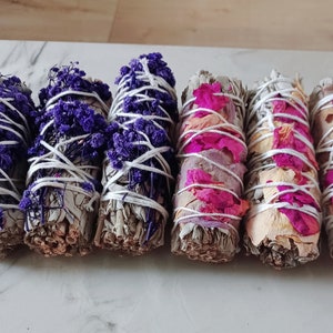 Floral Sage Smudge Home Essentials Spiritual Gifts Spiritual Cleansing Needs Smudge Sticks Flower Smudge Sticks Floral Things Lavender Sage