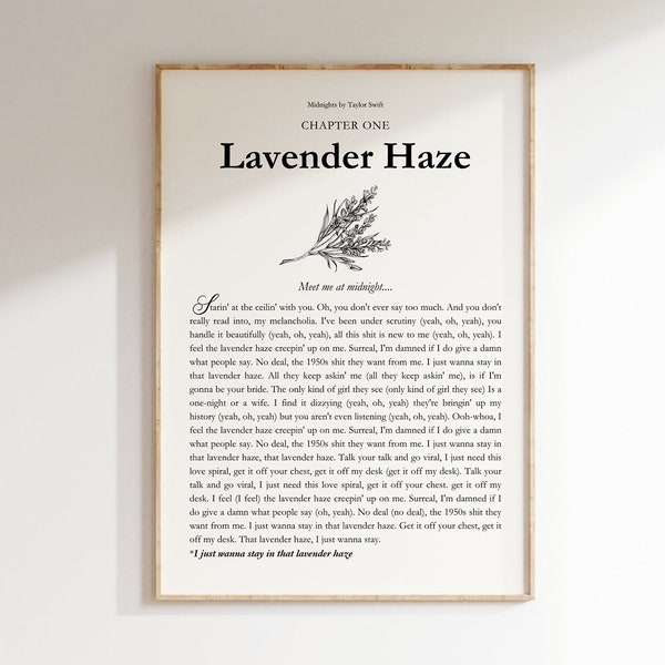Lavender Haze Lyrics Storybook Digital Print | Midnights By Taylor Swift
