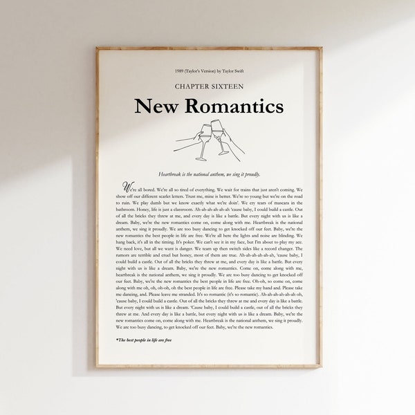 New Romantics Lyrics Storybook Digital Print | 1989TV By Taylor Swift