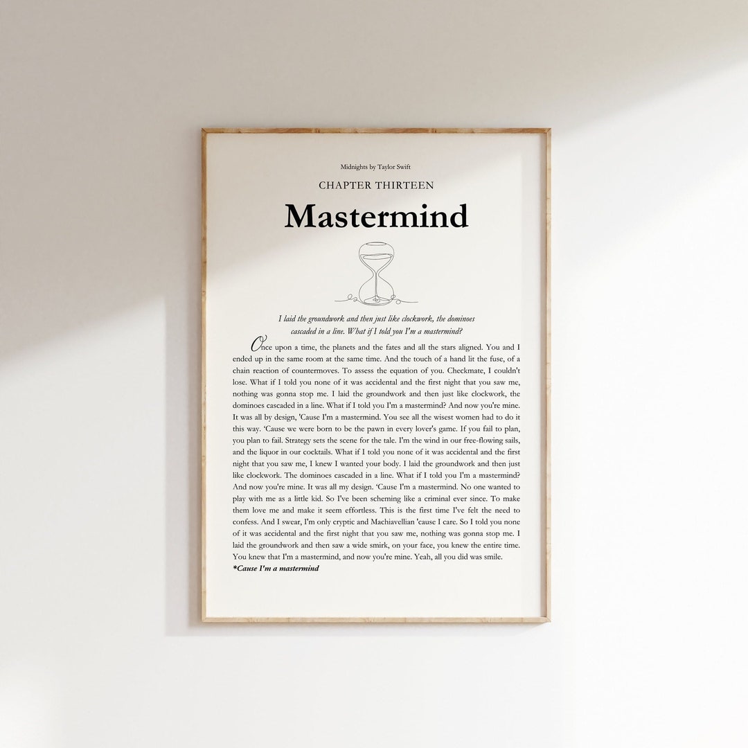 Mastermind Lyrics Storybook Digital Print Midnights by Taylor Swift Etsy