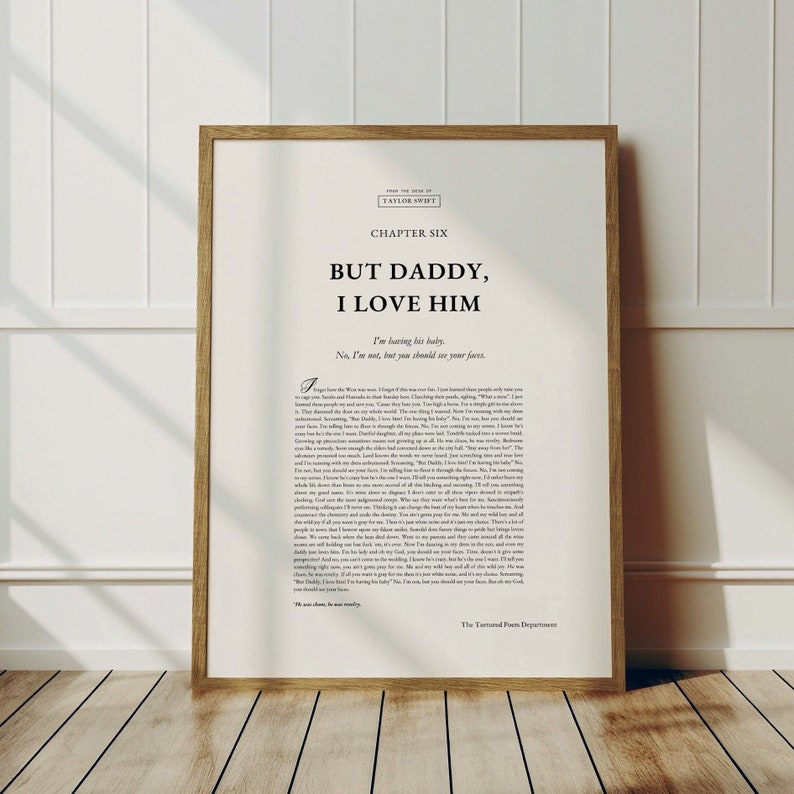 But Daddy I Love Him Lyrics Digital Print Tortured Poets Department by ...