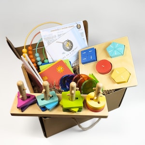 Toy set for 2 Year Old Gift Box Toddler Learning Montessori Toys for Development Kids Wooden Gift for Boys and Girls 2nd Birthday Present
