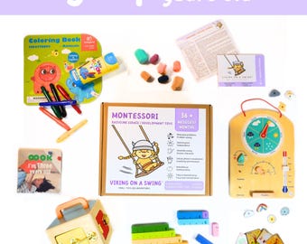 Montessori Spielzeug für 3 bis 4-jährige Lernspielzeug aus Holz für die Vorschule Jungen und Mädchen Lernspielset Geschenkbox 3
