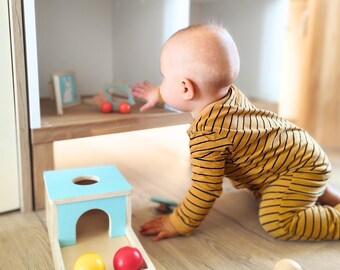 Juguetes Montessori de madera para bebés de 6 meses, juguetes de desarrollo sensorial, juguetes de madera para bebés, juego Montessori, juguetes de aprendizaje para bebés, caja de regalo.